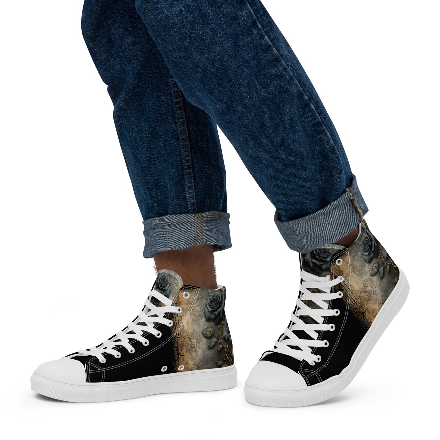 Men’s high top canvas shoes - Black Roses