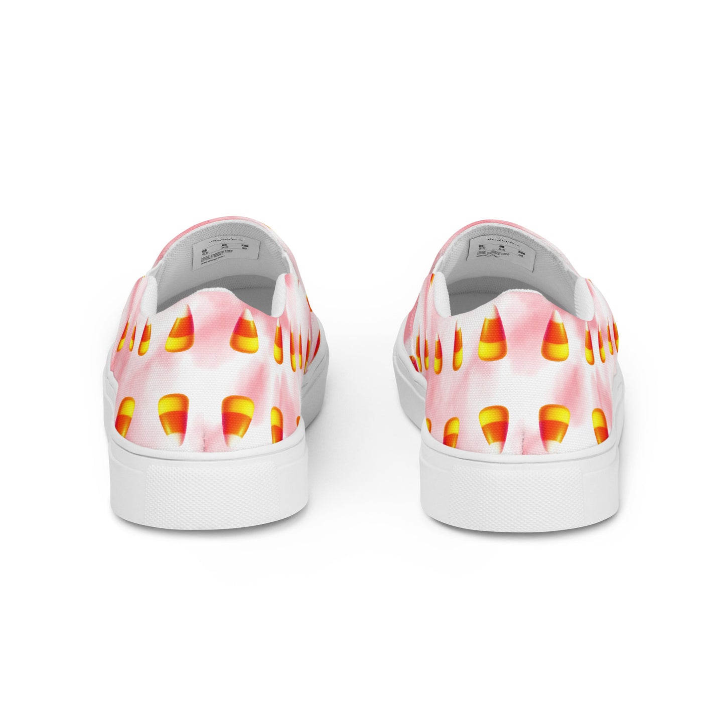 Men’s Candy Corn Canvas Slip-Ons: Pink and White Cotton Candy Style