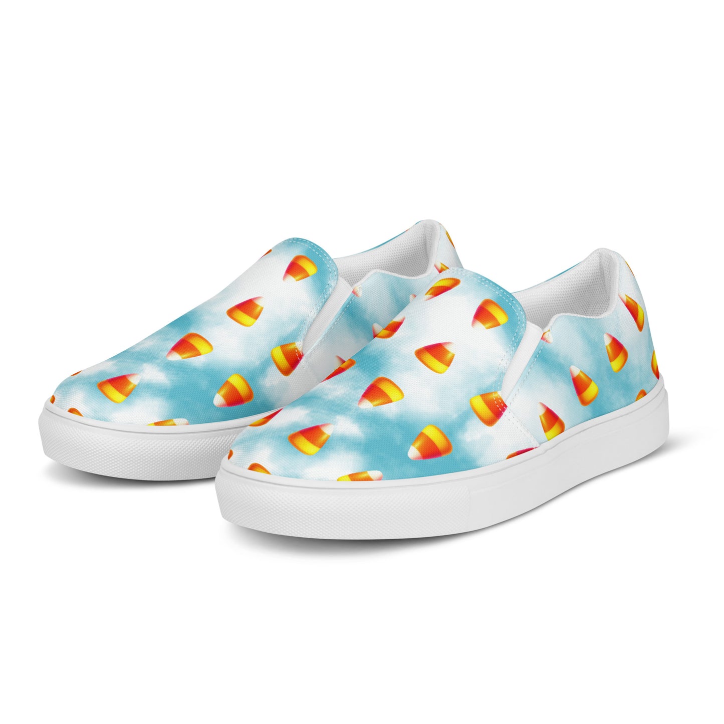 Men’s Candy Corn Slip-Ons: Blue & White Cotton Candy Style