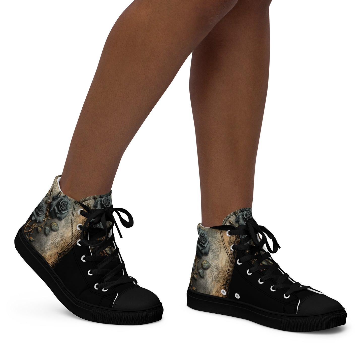 Women’s high top canvas shoes - Black Roses