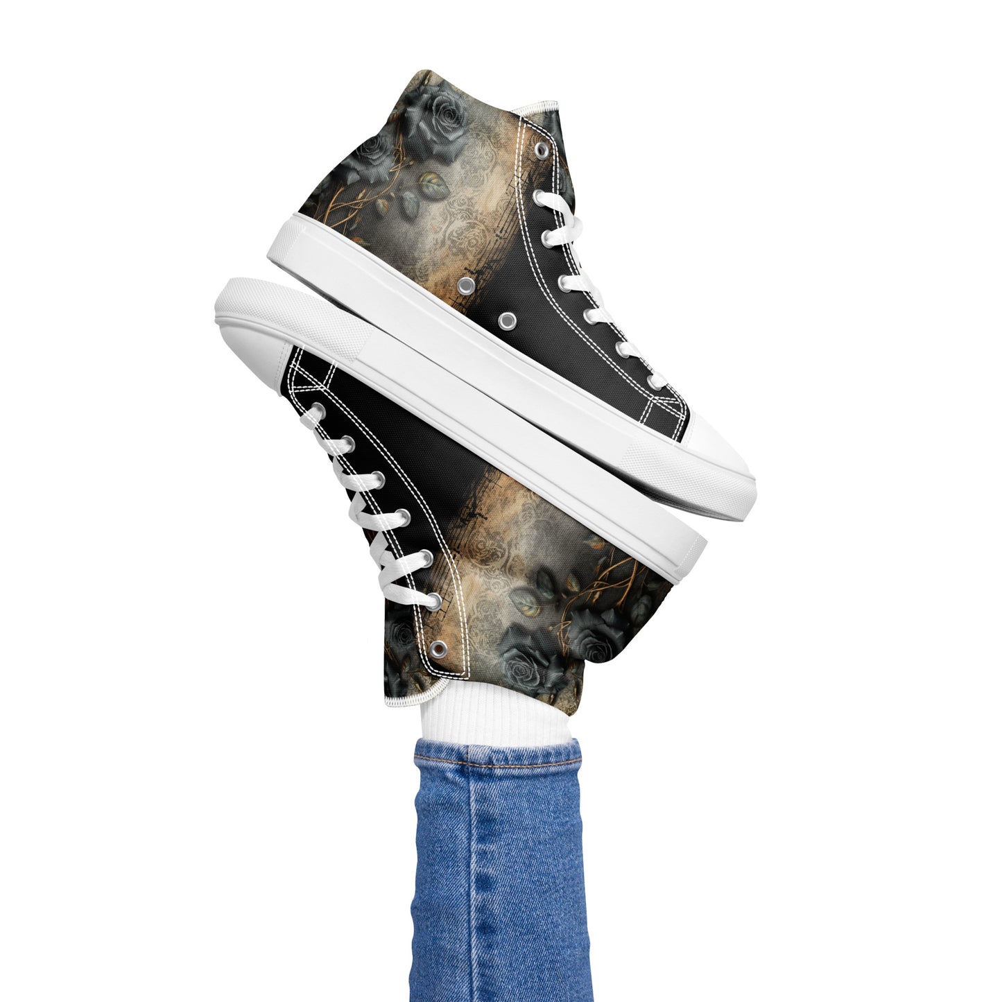 Women’s high top canvas shoes - Black Roses