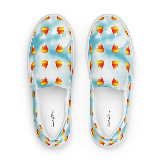 Candy Corn Slip-Ons: Blue & White Cotton Candy Style