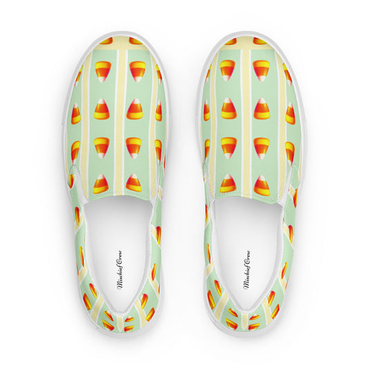 Trendy Women's Canvas Shoes with Candy Corn Print - Light Yellow and Green