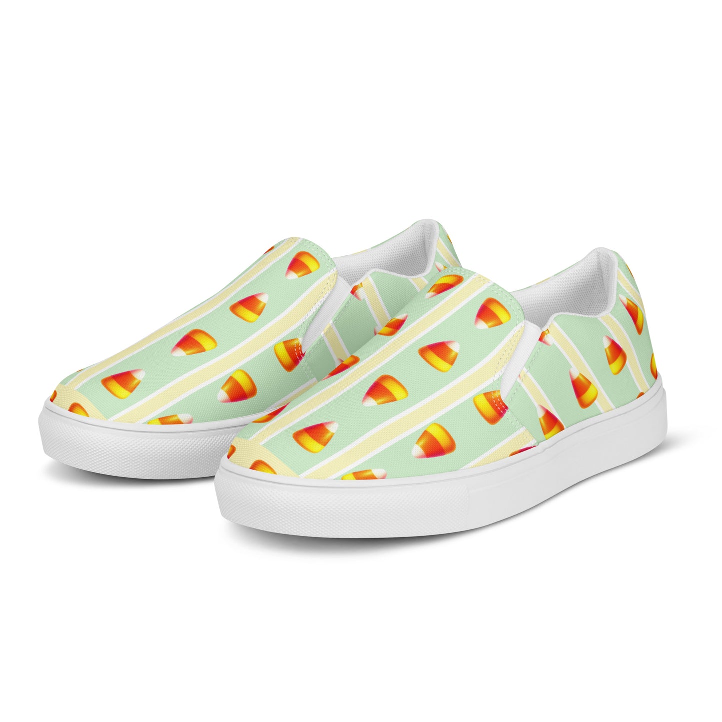 Trendy Women's Canvas Shoes with Candy Corn Print - Light Yellow and Green