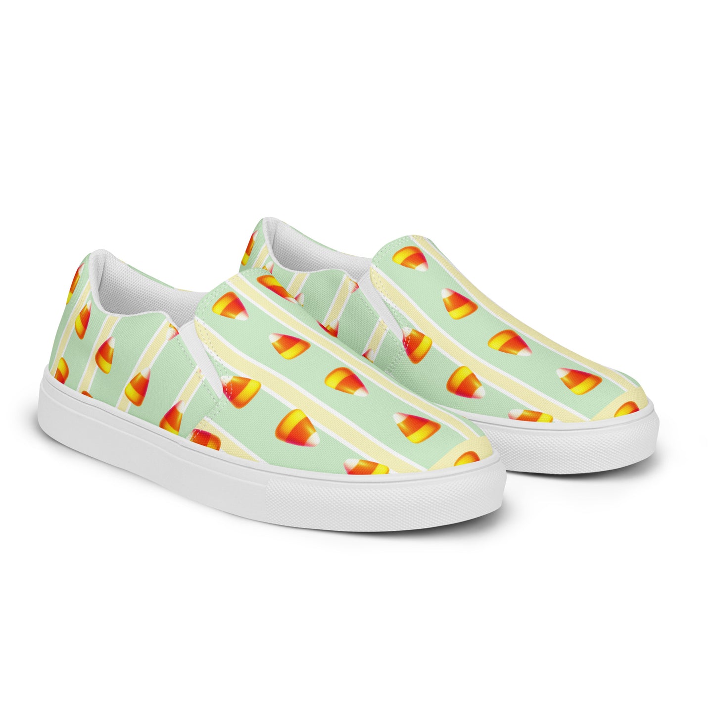 Trendy Women's Canvas Shoes with Candy Corn Print - Light Yellow and Green